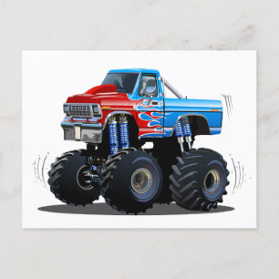 Cartoon monster truck postcard