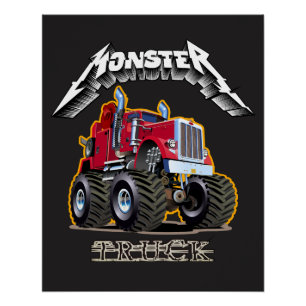 Cartoon monster truck poster
