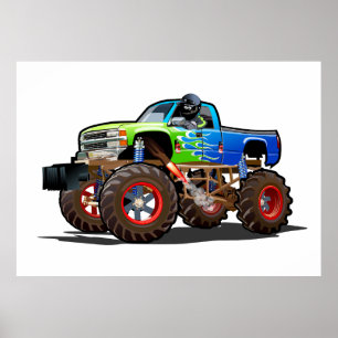 Cartoon monster truck poster