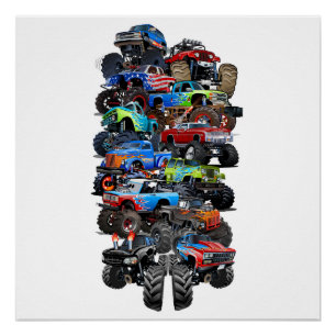 Cartoon monster truck poster