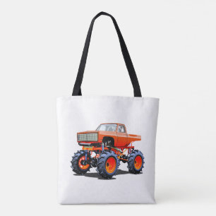 Cartoon monster truck tote bag
