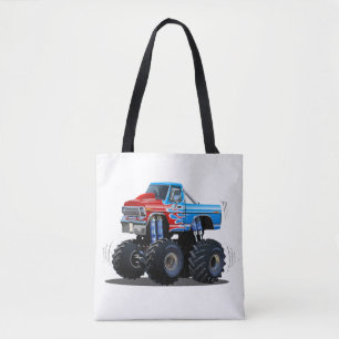 Cartoon monster truck tote bag