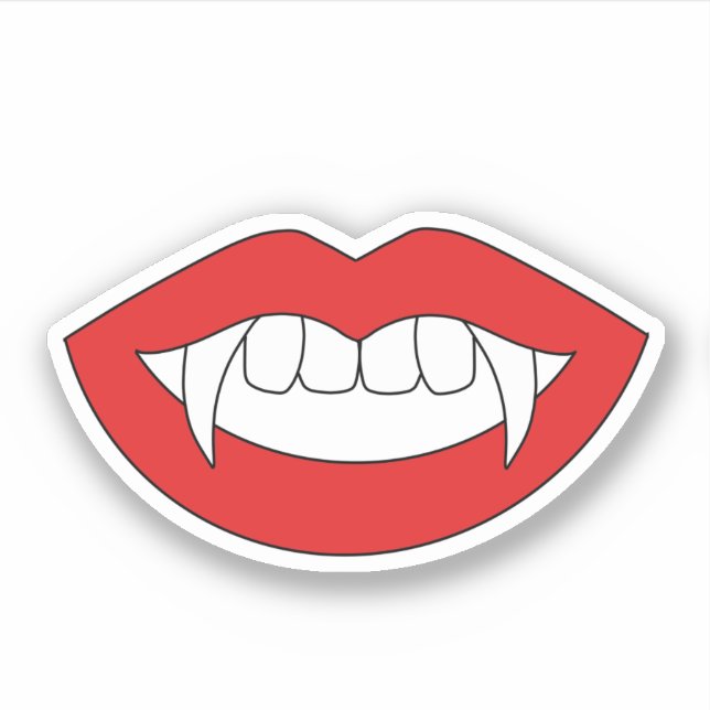Cartoon Monster Vampire Lips sharp Teeth Fangs (Front)