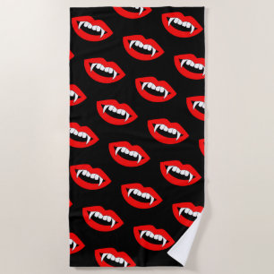 Cartoon Monster Vampire Lips sharp Teeth Fangs Beach Towel