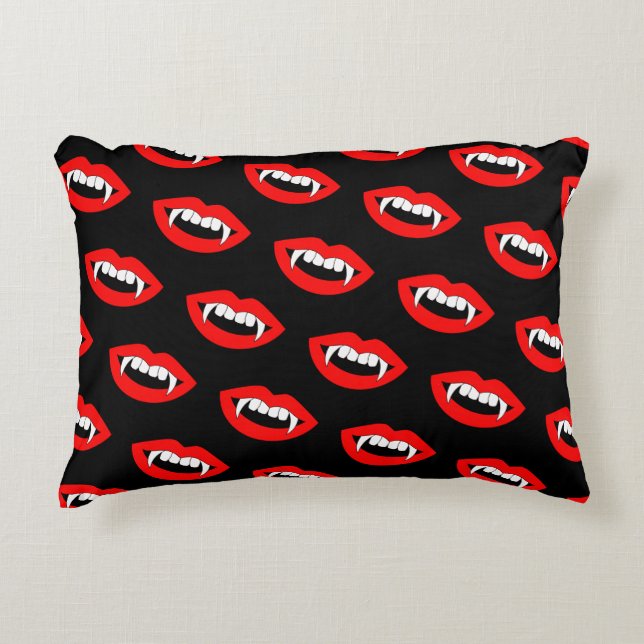 Cartoon Monster Vampire Lips sharp Teeth Fangs Decorative Cushion (Front)