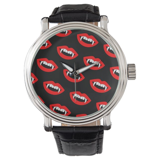 Cartoon Monster Vampire Lips sharp Teeth Fangs Watch (Front)