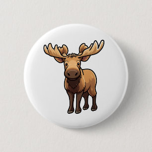 Cartoon moose illustration 6 cm round badge