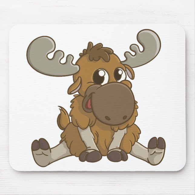Cartoon Moose Mouse Mat (Front)