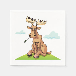 Cartoon Moose Paper Napkins