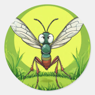 Cartoon Mosquito Funny Cute Insect Design Classic Round Sticker
