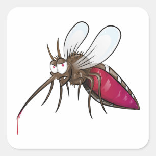 Cartoon Mosquito Square Sticker