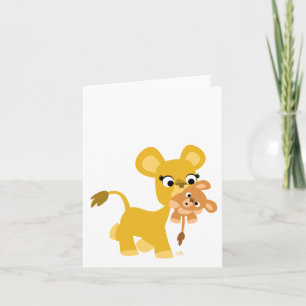 Cartoon Mother Lion and Cub notecard