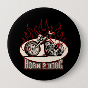 Cartoon motorbike 10 cm round badge