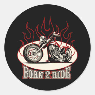 Cartoon motorbike classic round sticker