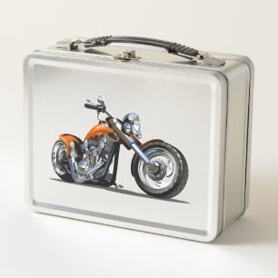 Cartoon motorbike metal lunch box