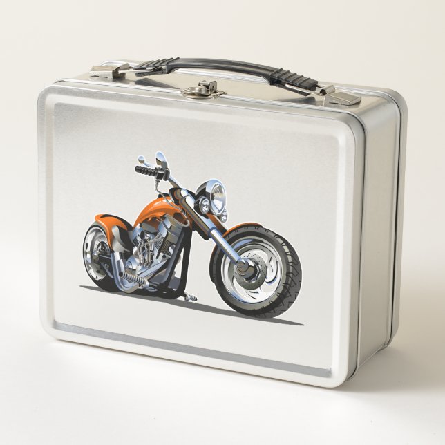 Cartoon motorbike metal lunch box (Front)
