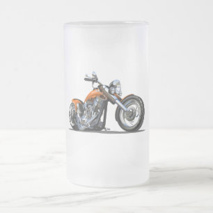 Cartoon motorcycle frosted glass beer mug