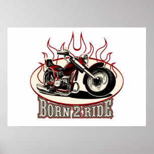 Cartoon motorcycle poster