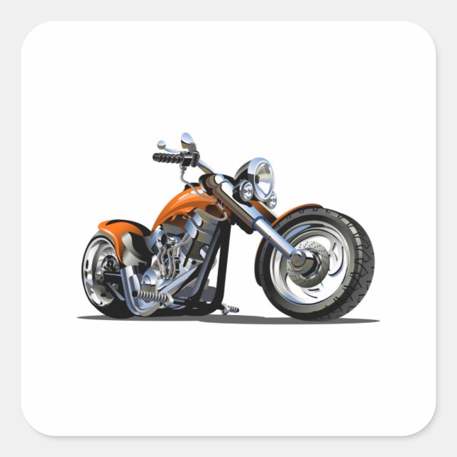 Cartoon motorcycle square sticker (Front)