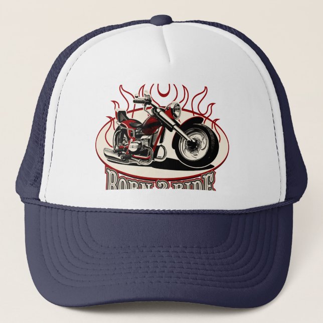 Cartoon motorcycle trucker hat (Front)
