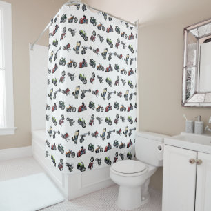 Cartoon motorcycles shower curtain