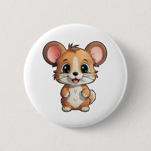 Cartoon mouse illustration 6 cm round badge