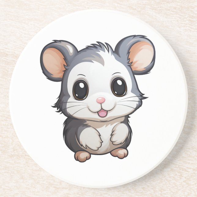 Cartoon mouse illustration coaster (Front)