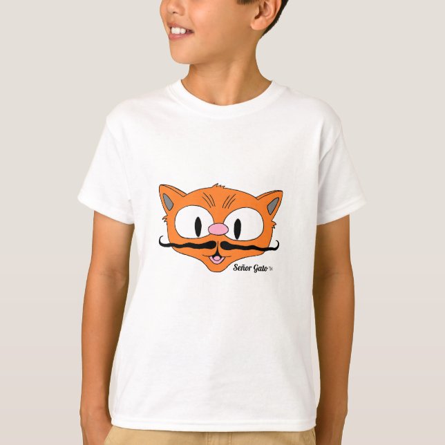Cartoon Moustache Cat Señor Gato Child's T-Shirt (Front)