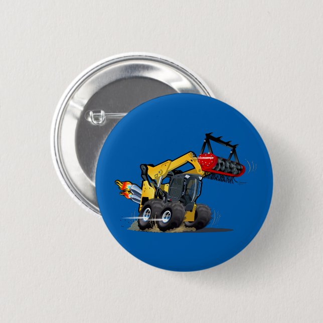 Cartoon mulcher 6 cm round badge (Front & Back)
