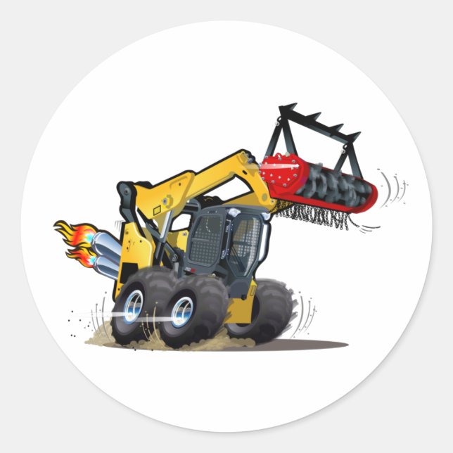 Cartoon mulcher classic round sticker (Front)