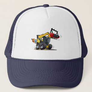 Cartoon mulcher trucker hat