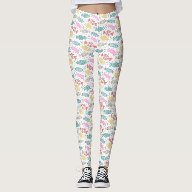 Cartoon multicolored festive candies leggings (Front)