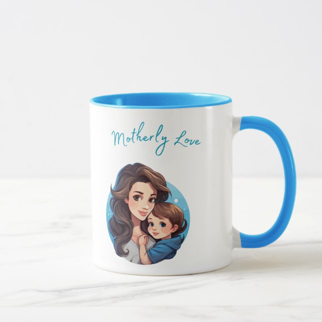 Cartoon mum and daughter-motherly love mug (Right)