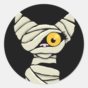 Cartoon Mummy Cat Halloween Novelty Classic Round Sticker