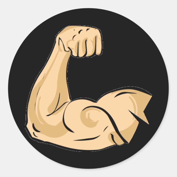 CARTOON MUSCLES MAN strong arm biceps athletic pow Classic Round Sticker |  Zazzle