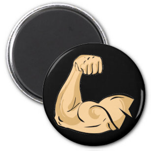 CARTOON MUSCLES MAN strong arm biceps athletic pow Magnet