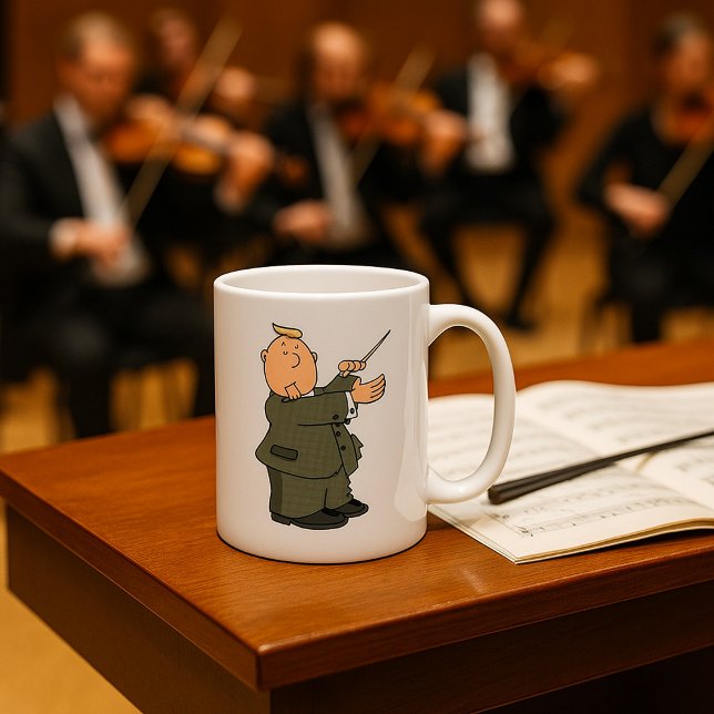 Cartoon Music Conductor with Baton Coffee Mug (Creator Uploaded)