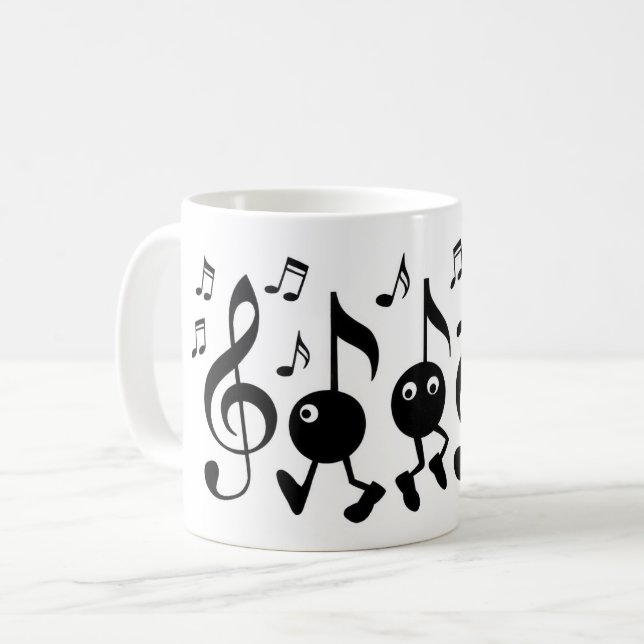 Cartoon Music Notes Coffee Mug (Front Left)