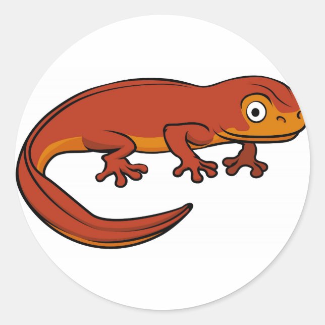 Cartoon Newt Classic Round Sticker (Front)