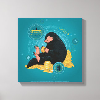 Cartoon NIFFLER™ With Gold Coins Canvas Print
