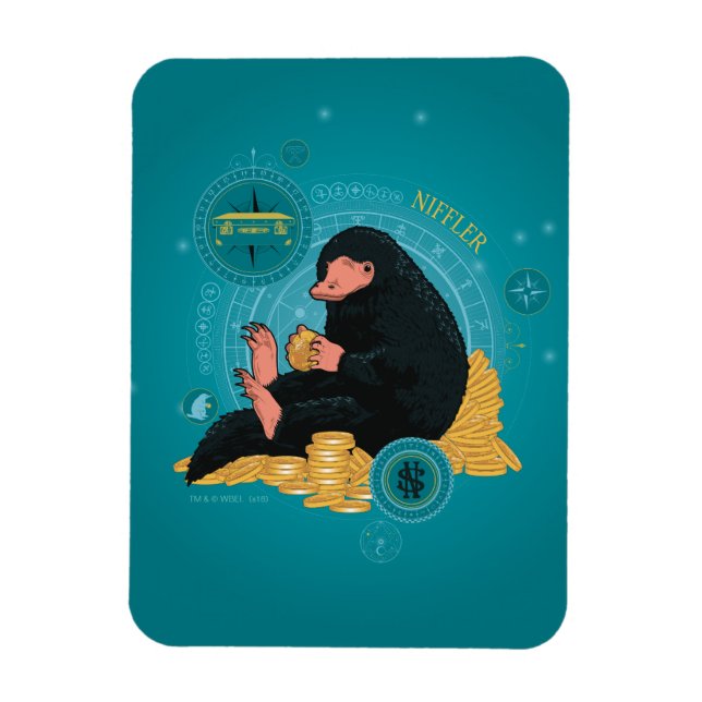 Cartoon NIFFLER™ With Gold Coins Magnet (Vertical)