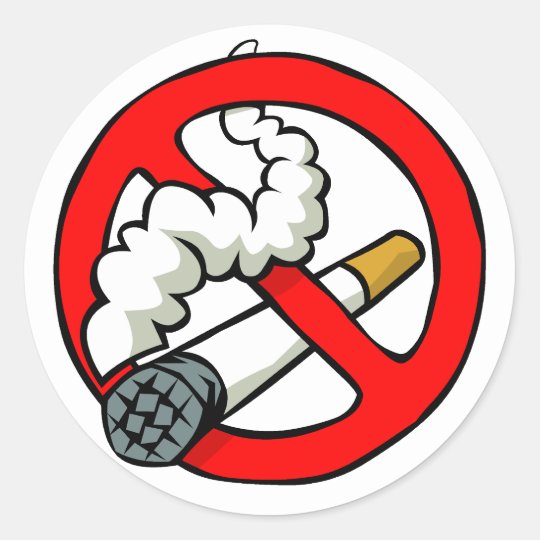 Cartoon No Smoking Sign Classic Round Sticker | Zazzle.co.uk