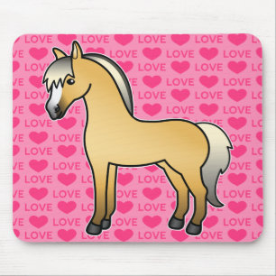 Cartoon Norwegian Fjord Horse Love Text Mouse Mat