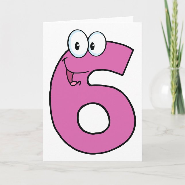 Cartoon Number 6 Fun Purple Smiling Six  Card (Creator Uploaded)