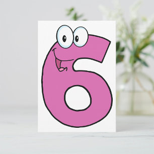 Cartoon Number 6 Fun Purple Smiling Six  Invitation