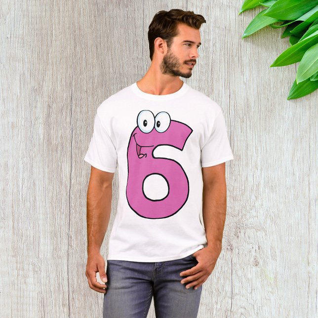 Cartoon Number 6 Fun Purple Smiling Six  T-Shirt (Creator Uploaded)