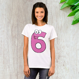 Cartoon Number 6 Fun Purple Smiling Six T-Shirt