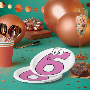 Cartoon Number Six Paper Plates