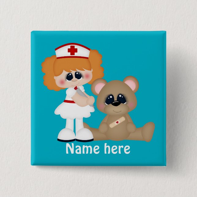 Cartoon Nurse add name button (Front)