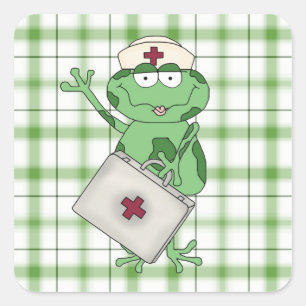 Cartoon Nurse Animal Frog Sticker